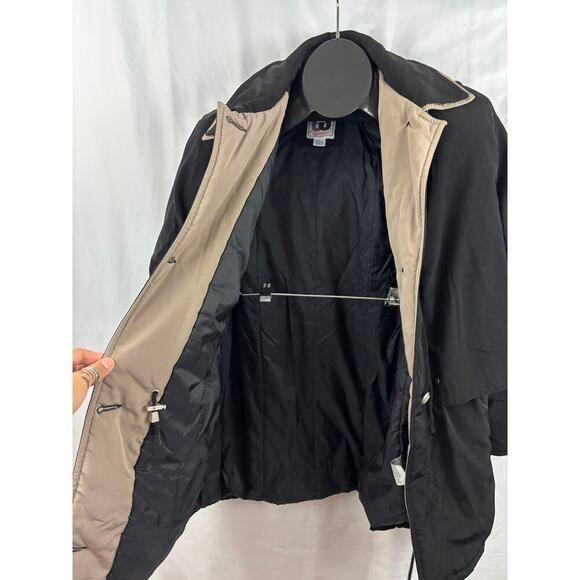 CS Signature Windbreaker Coat Lined Hooded Jacket Black Tan Ladies MEDIUM - Picture 12 of 14